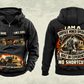 Personalized T1255III Chain Drive Terrain Leveler Surface Miner Vintage Hoodie in black, front and back artwork with YOUR NAME and SINCE 2000 sample text.