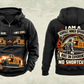 Personalized T1655III Terrain Leveler Surface Miner Vintage Hoodie in black, front and back artwork with YOUR NAME and SINCE 2000 sample text.