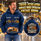 Personalized T1655III Terrain Leveler Surface Miner Vintage Hoodie in Dark Blue, front and back artwork with YOUR NAME and SINCE 2000 sample text.