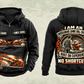 Personalized DD321 Underground Jumbo Drill Operator Vintage Hoodie in black, front and back artwork with YOUR NAME and SINCE 2000 sample text.
