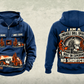 Personalized DL422i Longhole Drill Operator Vintage Hoodie in dark-blue, front and back artwork with YOUR NAME and SINCE 2000 sample text.