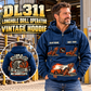 Personalized DL311 Longhole Drill Operator Vintage Hoodie in Dark Blue, front and back artwork with YOUR NAME and SINCE 2000 sample text.
