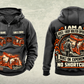 Personalized Fletcher CHDDR Roof Bolter Operator Vintage Hoodie in dark-gray, front and back artwork with YOUR NAME and SINCE 2000 sample text.