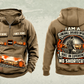 Personalized 7LS1D Longwall Shearer Operator Vintage Hoodie in kaki, front and back artwork with YOUR NAME and SINCE 2000 sample text.