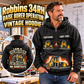 Personalized Robbins 34RH Raise Borer Operator Vintage Hoodie in Black, front and back artwork with YOUR NAME and SINCE 2000 sample text.