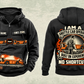 Personalized 10SC32AB End-Drive Shuttle Car Operator Vintage Hoodie in black, front and back artwork with YOUR NAME and SINCE 2000 sample text.