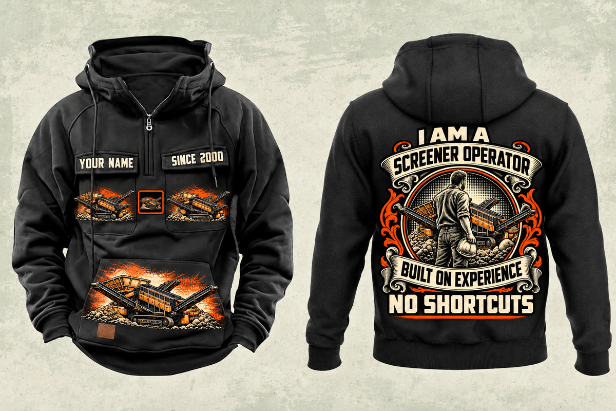 Personalized Warrior 1800 Screener Operator Vintage Hoodie in black, front and back artwork with YOUR NAME and SINCE 2000 sample text.
