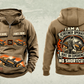 Personalized Warrior 1800 Screener Operator Vintage Hoodie in kaki, front and back artwork with YOUR NAME and SINCE 2000 sample text.