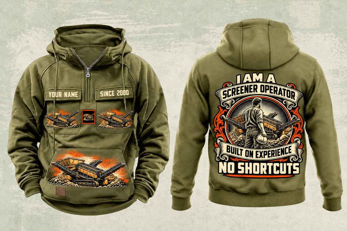 Personalized Warrior 1800 Screener Operator Vintage Hoodie in military-green, front and back artwork with YOUR NAME and SINCE 2000 sample text.