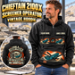 Personalized Chieftain 2100X 3-Deck Screener Operator Vintage Hoodie in Black, front and back artwork with YOUR NAME and SINCE 2000 sample text.