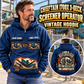 Personalized Chieftain 1700X 3-Deck Screener Operator Vintage Hoodie in Dark Blue, front and back artwork with YOUR NAME and SINCE 2000 sample text.