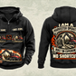 Personalized Komatsu 931 Harvester Operator Vintage Hoodie in black, front and back artwork with YOUR NAME and SINCE 2000 sample text.