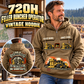 Personalized Tigercat 720H Feller Buncher Operator Vintage Hoodie in Kaki, front and back artwork with YOUR NAME and SINCE 2000 sample text.