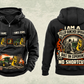 Personalized John Deere 643L-II Feller Buncher Operator Vintage Hoodie in black, front and back artwork with YOUR NAME and SINCE 2000 sample text.