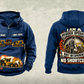 Personalized Tigercat 635H Skidder Operator Vintage Hoodie in dark-blue, front and back artwork with YOUR NAME and SINCE 2000 sample text.