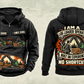 Personalized John Deere 2656G Log Loader Operator Vintage Hoodie in black, front and back artwork with YOUR NAME and SINCE 2000 sample text.