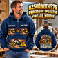 Personalized Tigercat H250D with 575 Processor Operator Vintage Hoodie in Dark Blue, front and back artwork with YOUR NAME and SINCE 2000 sample text.