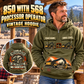 Personalized Tigercat 850 with 568 Processor Operator Vintage Hoodie in Military Green, front and back artwork with YOUR NAME and SINCE 2000 sample text.