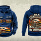 Personalized Tigercat S855E Live-Heel Shovel Logger Operator Vintage Hoodie in dark-blue, front and back artwork with YOUR NAME and SINCE 2000 sample text.