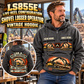 Personalized Tigercat LS855E Live-Heel Shovel Logger Operator Vintage Hoodie in Dark Gray, front and back artwork with YOUR NAME and SINCE 2000 sample text.