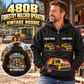 Personalized Tigercat 480B Forestry Mulcher Operator Vintage Hoodie in Black, front and back artwork with YOUR NAME and SINCE 2000 sample text.