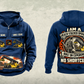 Personalized Hyster RS46-33XD/62 Reach Stacker Vintage Hoodie in dark-blue, front and back artwork with YOUR NAME and SINCE 2000 sample text.