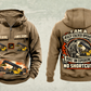 Personalized Hyster RS46-33XD/62 Reach Stacker Vintage Hoodie in kaki, front and back artwork with YOUR NAME and SINCE 2000 sample text.