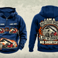 Personalized Taylor XRS-9972 Reach Stacker Vintage Hoodie in dark-blue, front and back artwork with YOUR NAME and SINCE 2000 sample text.