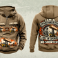 Personalized Hyster H1050XD-CH5 Container Handler Vintage Hoodie in kaki, front and back artwork with YOUR NAME and SINCE 2000 sample text.