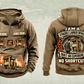 Personalized Kalmar Hybrid Straddle Carrier Vintage Hoodie - Maher Configuration in kaki, front and back artwork with YOUR NAME and SINCE 2000 sample text.