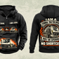 Personalized Terberg YT193 Terminal Tractor Vintage Hoodie in black, front and back artwork with YOUR NAME and SINCE 2000 sample text.