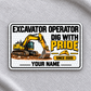 Excavator Operator Honeycomb Pride aluminum wallet card front on gray cloth.