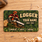 Logger Rugged Field aluminum wallet card front on pale oak