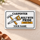 Front of the Carpenter Honeycomb Craft aluminum wallet card on cream linen.
