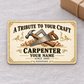 Front of the Carpenter Ivory Heritage aluminum wallet card on pale gray fabric.