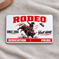 Bull Riding Rodeo Signature Modern aluminum wallet card front on pale gray woven cloth