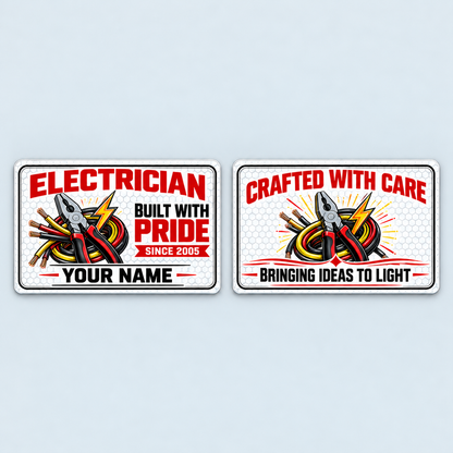 Front and reverse of the Electrician Honeycomb Pride aluminum wallet card