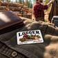 Logger wallet card in a forest logging rest area with an adult man and leather wallet.