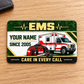Heritage Band EMS aluminum wallet card on pale oak