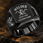Welder Heritage Emblem ring in Black, showing CUSTOM NAME and SINCE 2000
