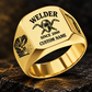 Welder Heritage Emblem ring in Gold, showing CUSTOM NAME and SINCE 2000