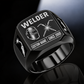 Welder Twin Icons ring in Black, showing CUSTOM NAME and SINCE 2000