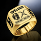 Welder Twin Icons ring in Gold, showing CUSTOM NAME and SINCE 2000