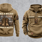 Welder Once and Always Vintage Hoodie in Kaki, separate front and back views with sample chest text CUSTOM NAME and SINCE 2000, welding helmet motifs, and boots against stacked steel artwork.