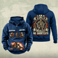 Welder Heritage Crest Vintage Hoodie in Dark Blue, front and back views with sample text CUSTOM NAME and SINCE 2000.