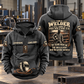 Welder Skills and Pride Vintage Hoodie in Dark Gray, front and back views with sample text CUSTOM NAME and SINCE 2000.