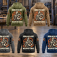 Welder By Choice Vintage Hoodie in Military Green, Kaki, Dark Gray, Black and Dark Blue, five separated back views in a quiet metalworking workshop, with BORN WITH GRIT and WELDER BY CHOICE artwork.
