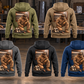 Welder Ready Every Day Portrait Vintage Hoodie in Military Green, Kaki, Dark Gray, Black and Dark Blue, five complete separated back views with kneeling welder artwork in a quiet metalworking workshop.