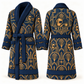 Personalized Welder Bathrobe - Art Deco Craft blue front and back view