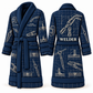 Personalized Welder Bathrobe - Blueprint Workshop blue front and back view